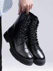 Black Combat Boots High Top - 10