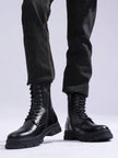 Black Combat Boots High Top - 9
