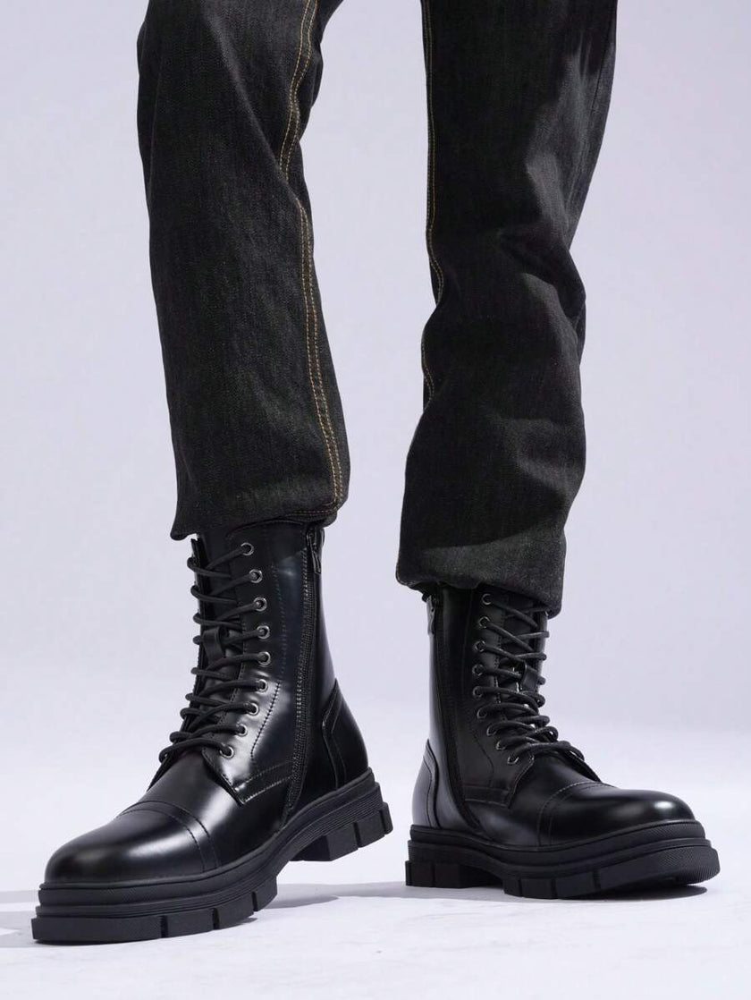 Black Combat Boots High Top - 9