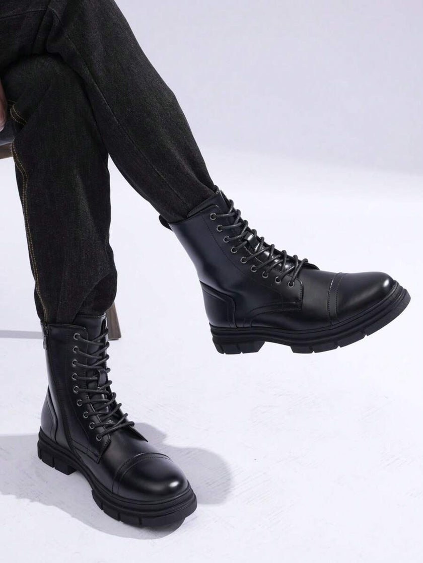 Black Combat Boots High Top - 11