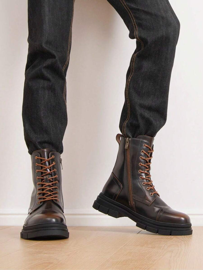 Black Combat Boots High Top - 2