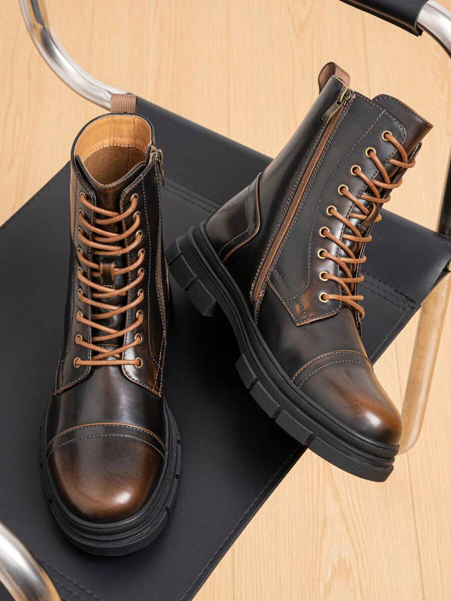 Black Combat Boots High Top - 1