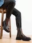 Black Combat Boots High Top - 5