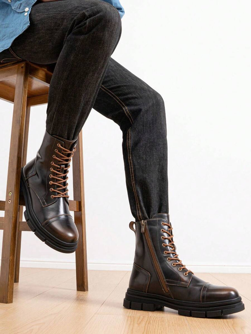 Black Combat Boots High Top - 5
