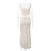 FJØRNA ruched crop top and mermaid skirt set for women with square neckline in champagne color, stylish dress ensemble.
