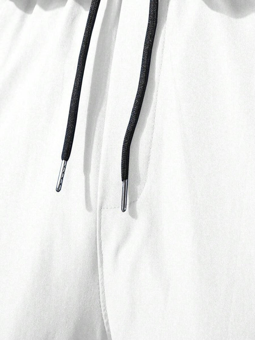 Black Cargo Trousers Drawstring