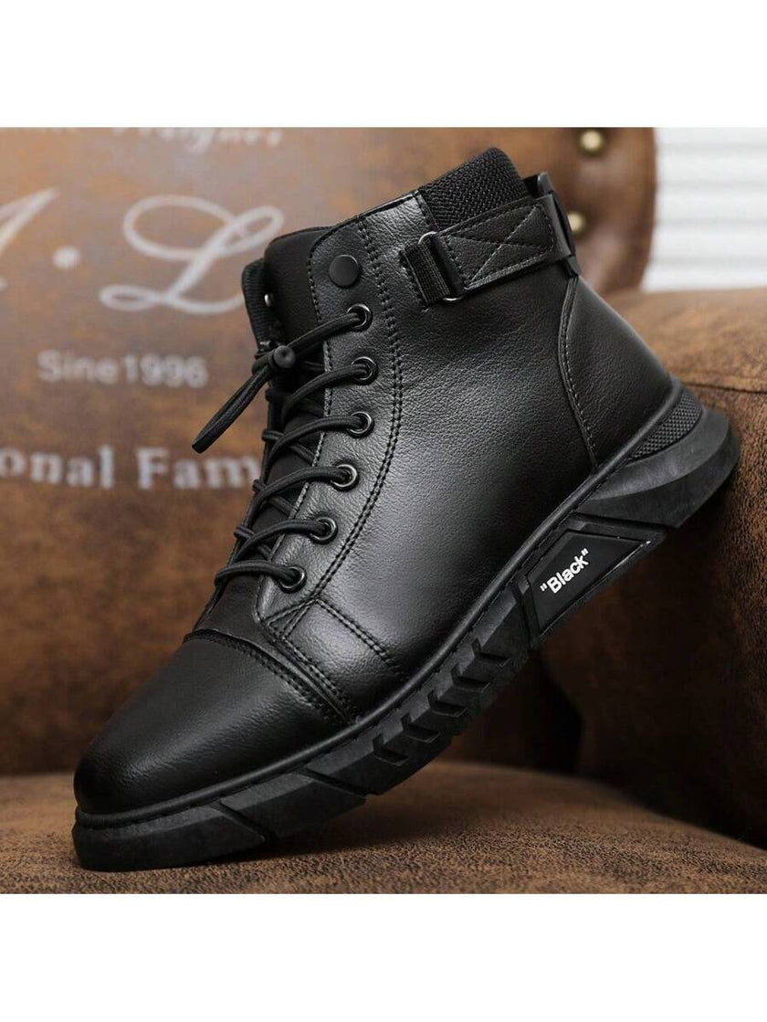 Black High-Top Leather Boots - 3