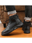Black High-Top Leather Boots - 5