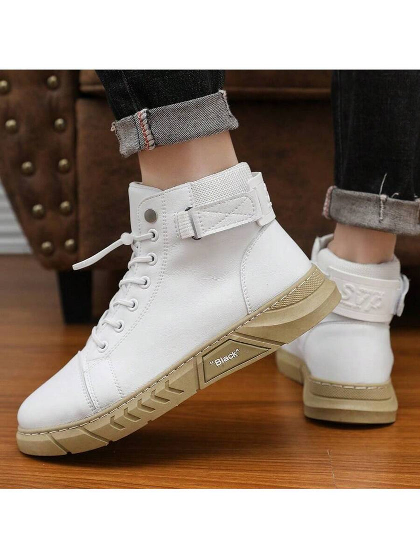 Black High-Top Leather Boots - 10