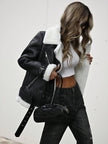 Faux Leather Motorcycle Jacket - 1