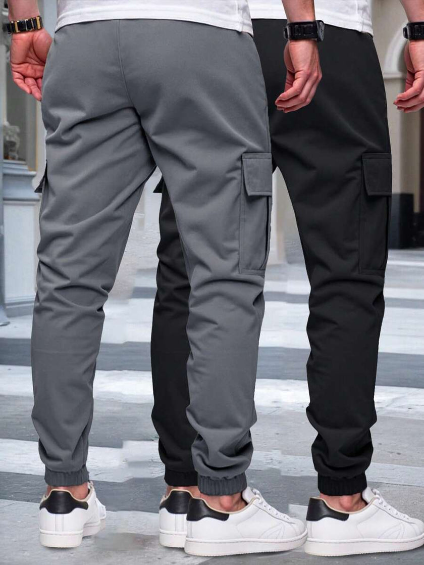 Slim Fit Cargo Trousers Dark Grey