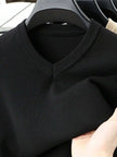 Casual V-Neck Sweater Black - 5