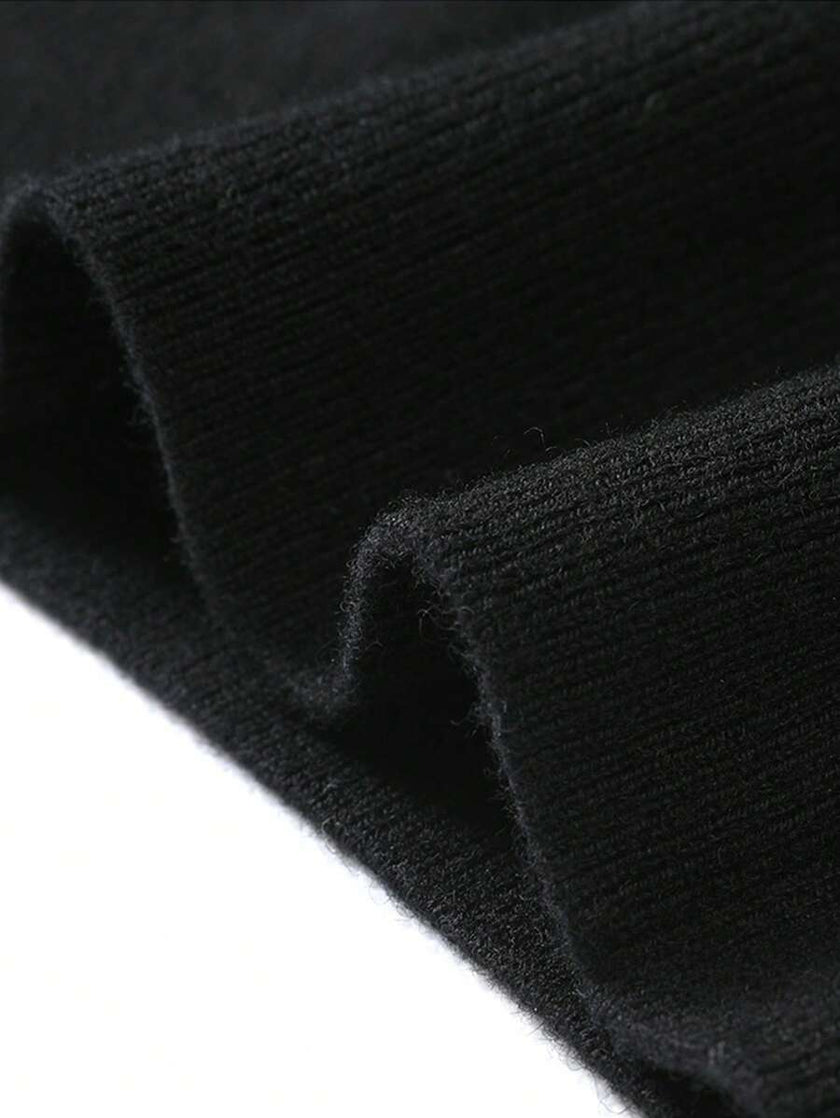 Navy V-Neck Sweater Knit Casual - 5