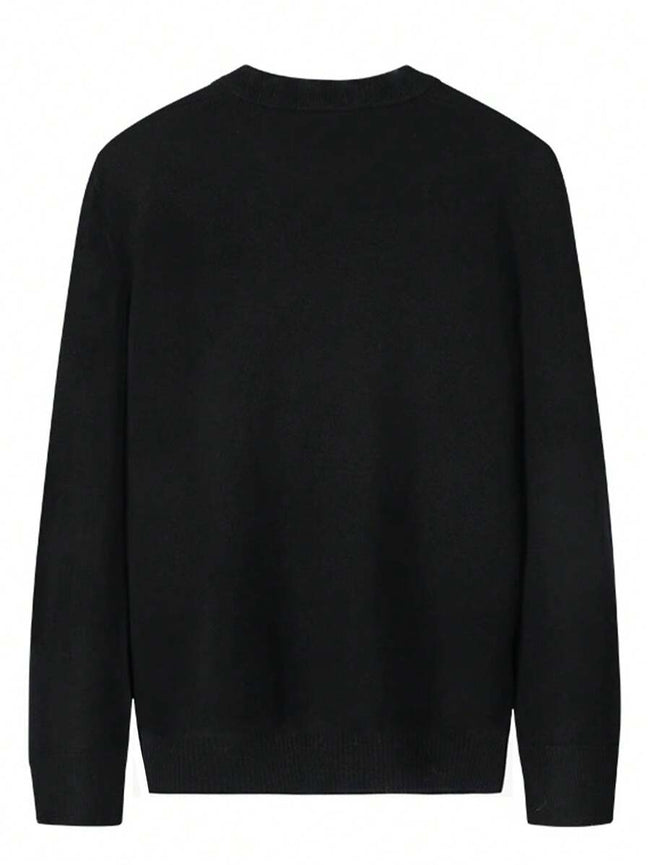 Navy V-Neck Sweater Knit Casual - 2