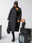 Quilted Long Puffer Coat Black - 8