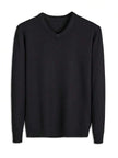 Casual V-Neck Sweater Black - 4