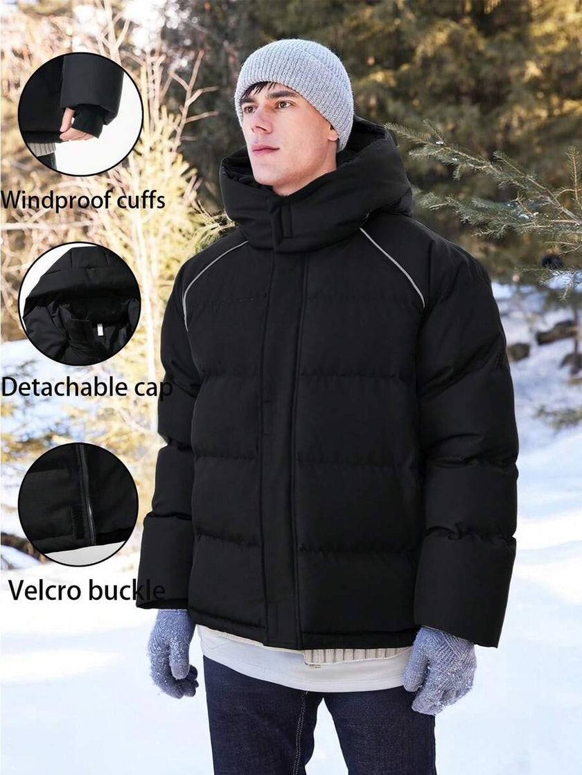 Thick Hooded Jacket Black - 1