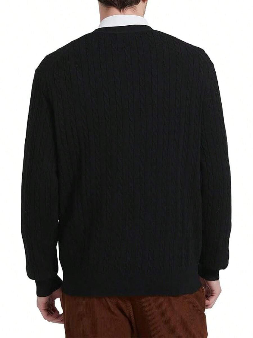 Navy V-Neck Cardigan Wool Blend - 19