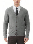 Navy V-Neck Cardigan Wool Blend - 13