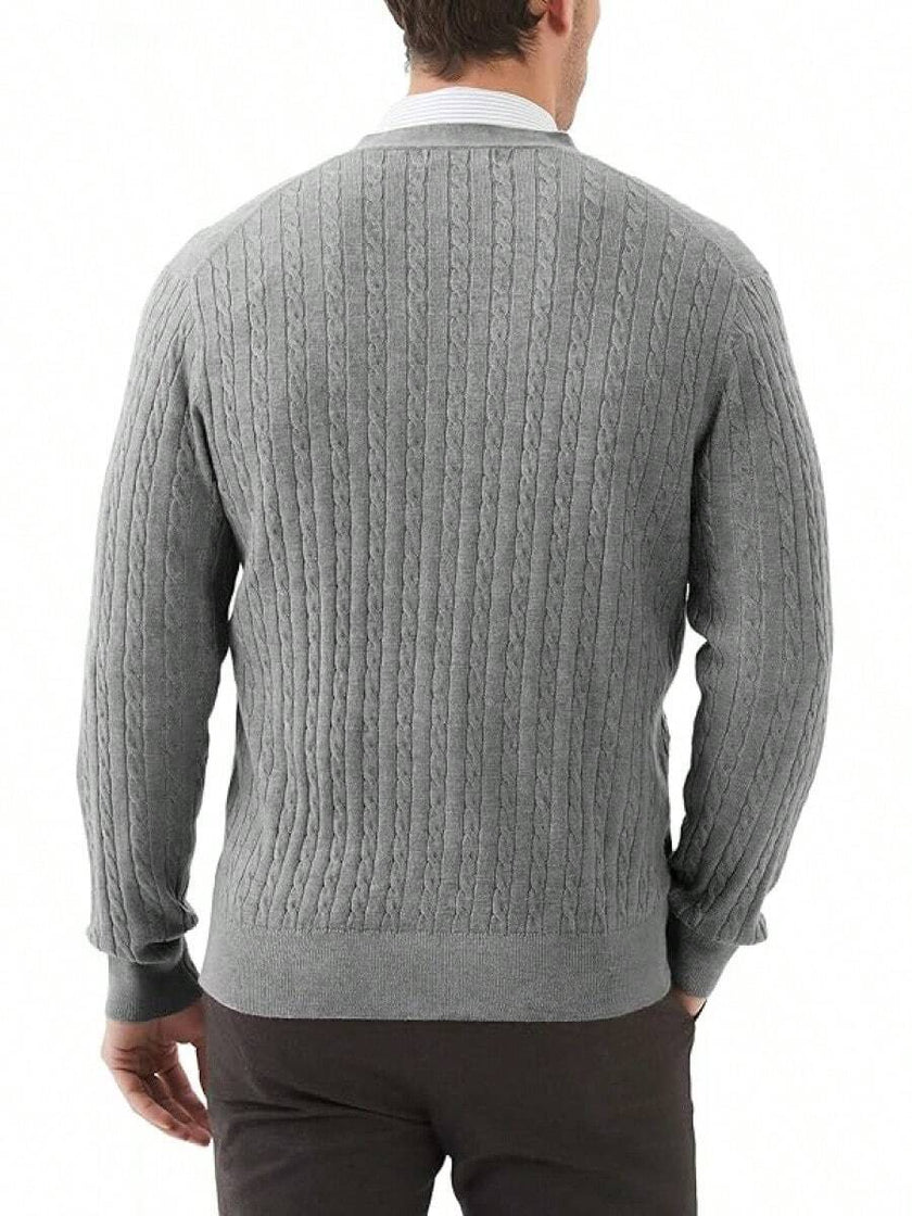 Navy V-Neck Cardigan Wool Blend - 15