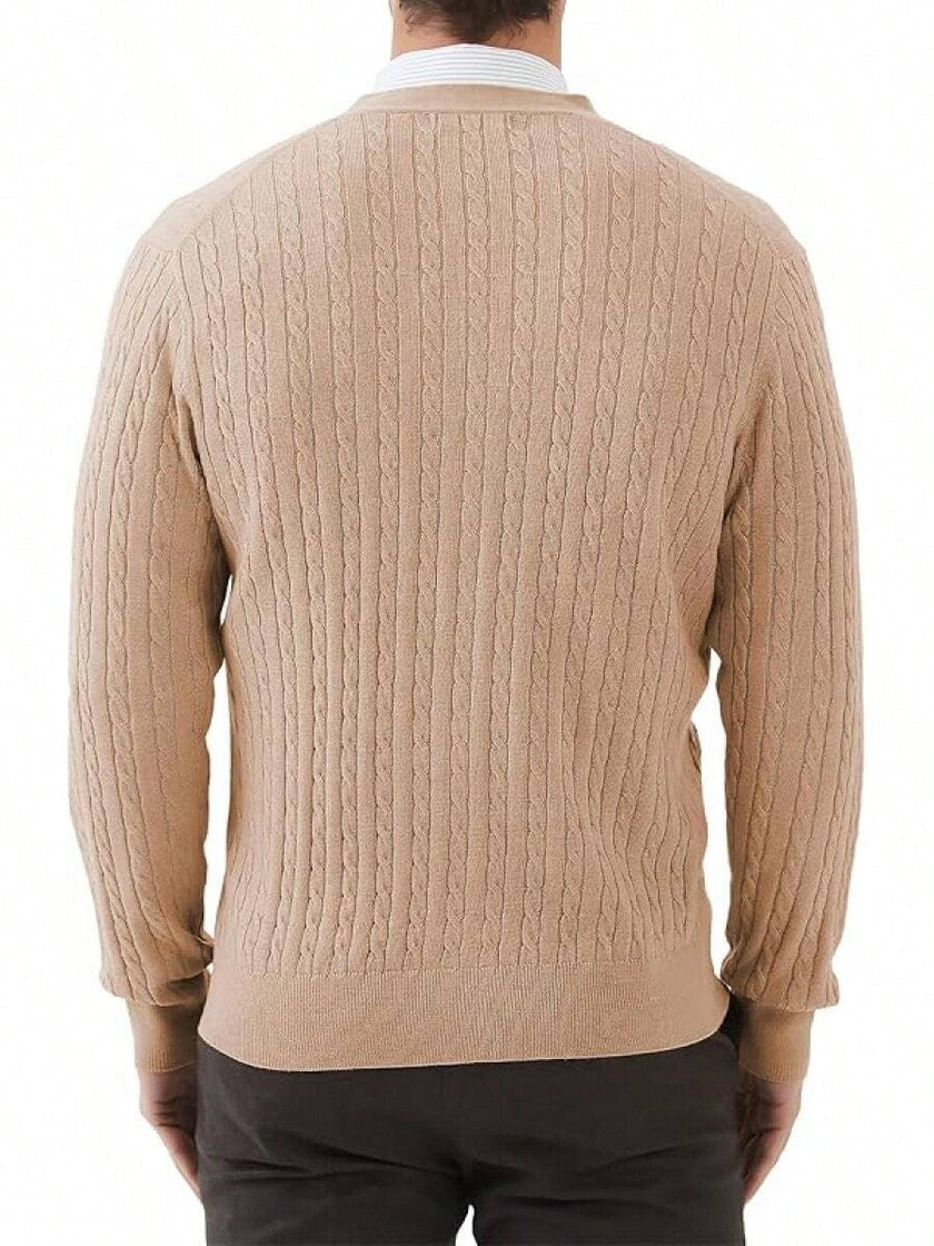 Navy V-Neck Cardigan Wool Blend - 7