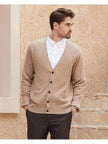 Navy V-Neck Cardigan Wool Blend - 8