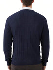 Navy V-Neck Cardigan Wool Blend - 23