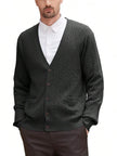 Navy V-Neck Cardigan Wool Blend - 9