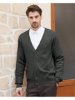 Navy V-Neck Cardigan Wool Blend - 10