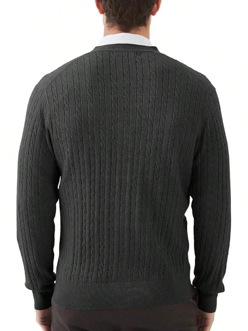 Navy V-Neck Cardigan Wool Blend - 11