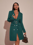 Belted Blazer Jacket Green - 1
