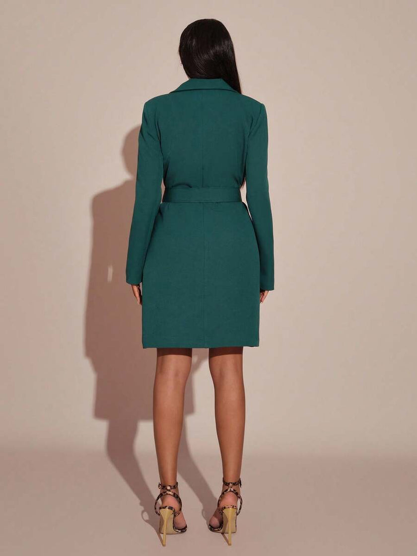 Belted Blazer Jacket Green - 2
