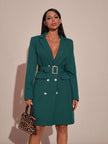 Belted Blazer Jacket Green - 4