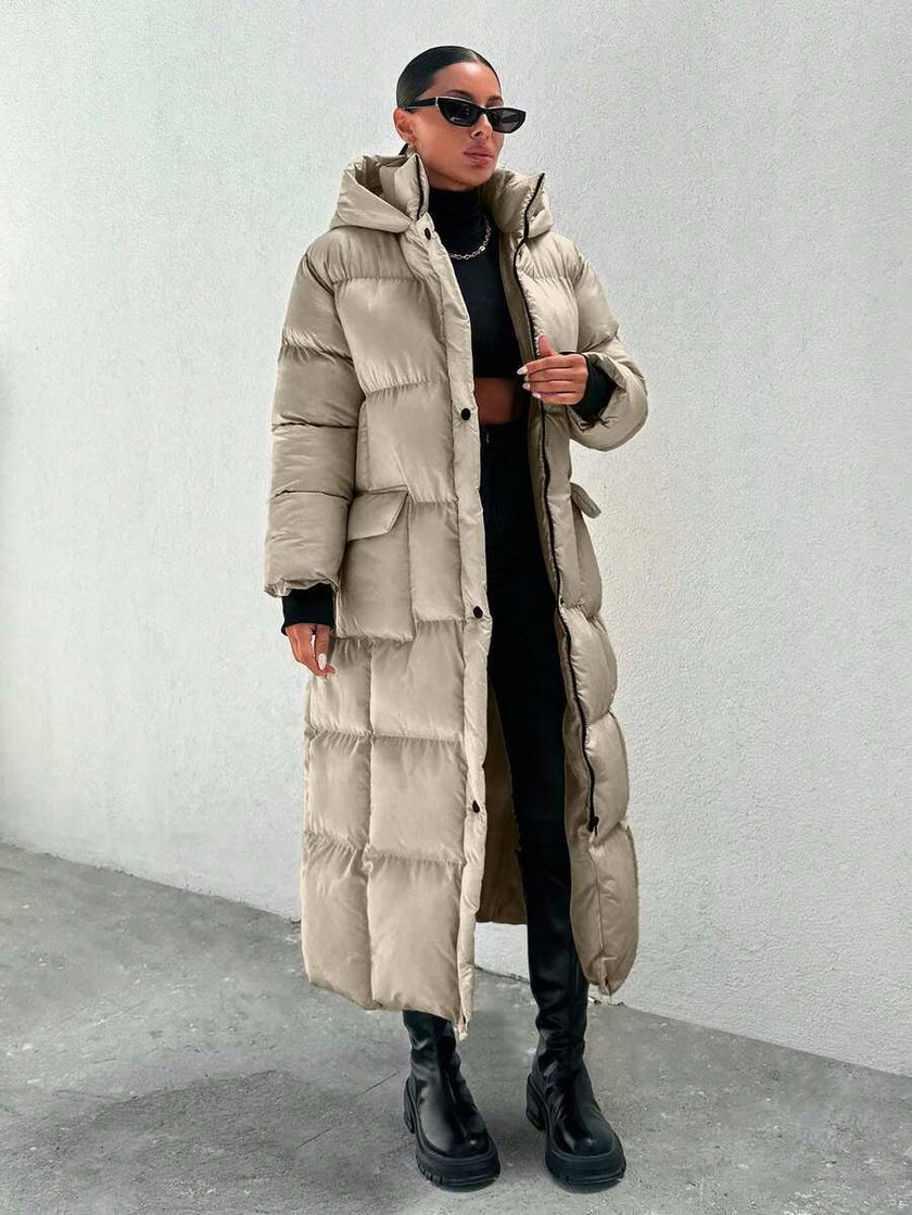 Quilted Long Puffer Coat Black - 22