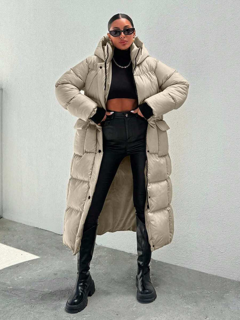 Quilted Long Puffer Coat Black - 25