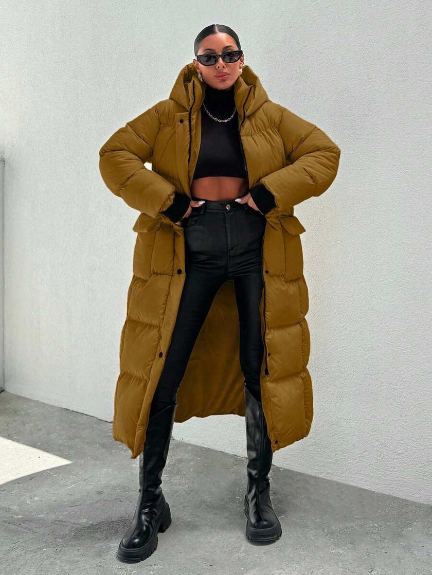 Quilted Long Puffer Coat Black - 49