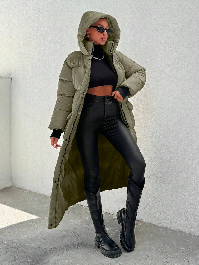 Quilted Long Puffer Coat Black - 42