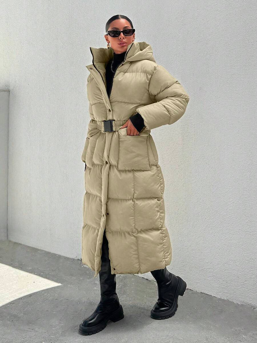 Quilted Long Puffer Coat Black - 35