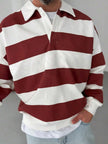 Striped Polo Neck Sweatshirt - 5