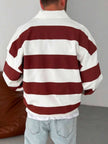 Striped Polo Neck Sweatshirt - 4