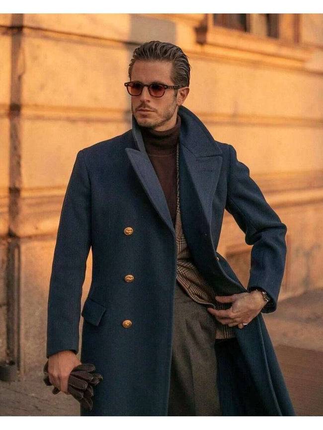 Navy Wool Blend Overcoat - 2