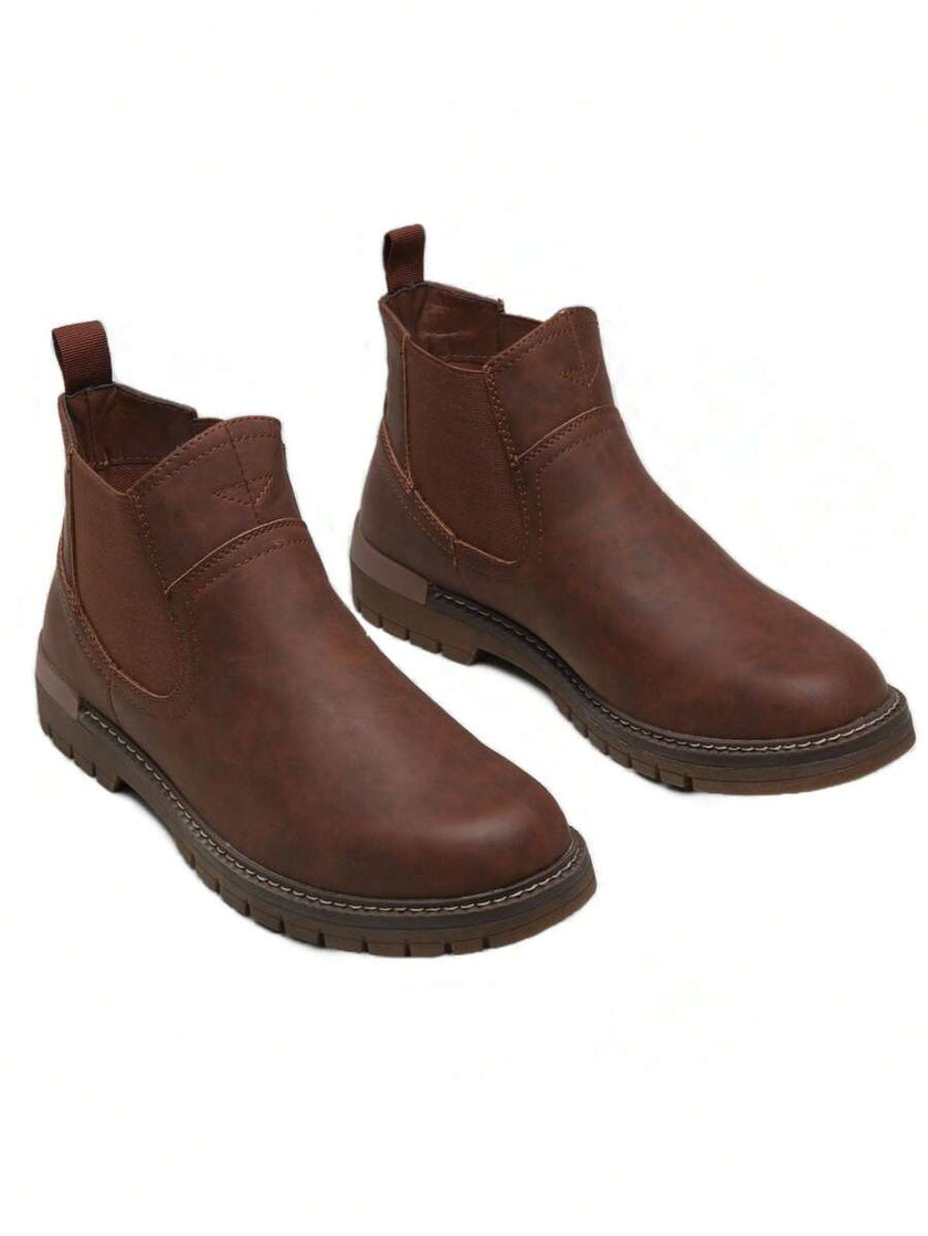 Chunky Chelsea Boots Brown Leather - 17
