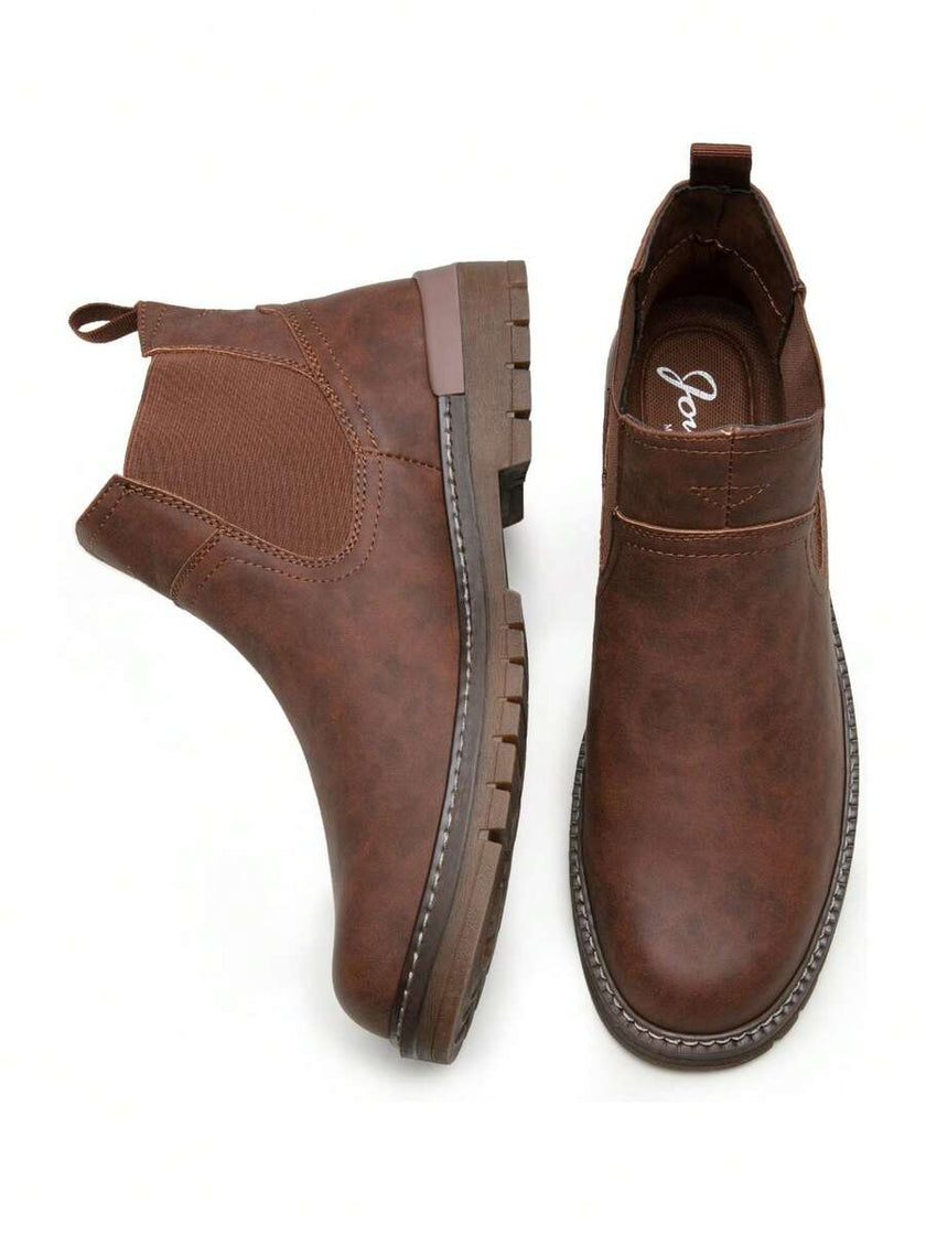 Chunky Chelsea Boots Brown Leather - 16