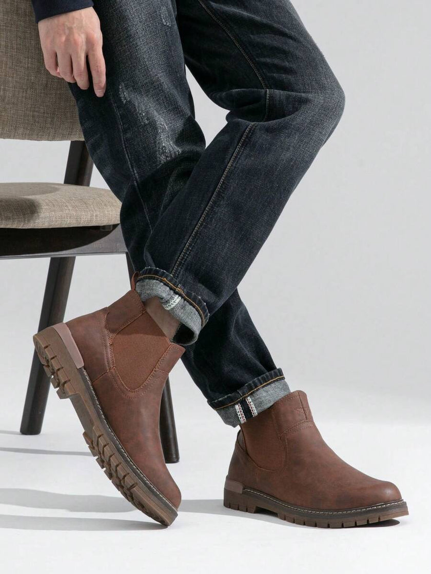 Chunky Chelsea Boots Brown Leather - 10