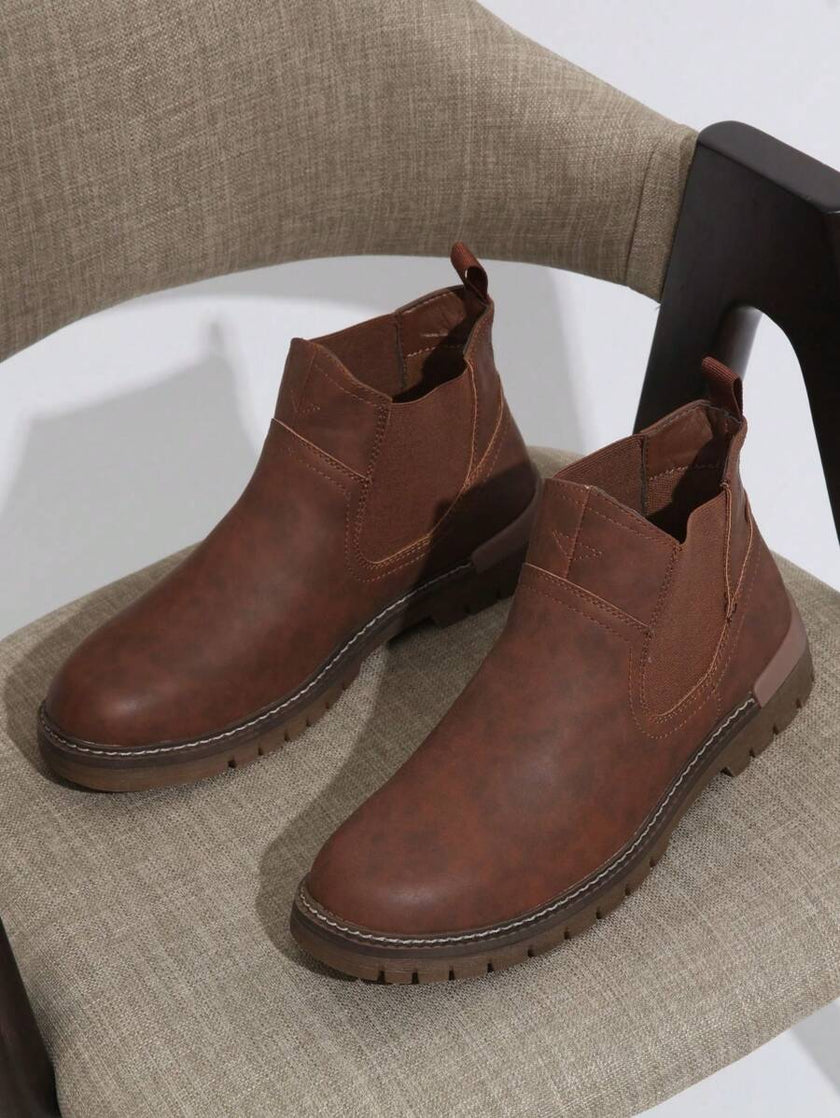 Chunky Chelsea Boots Brown Leather - 12