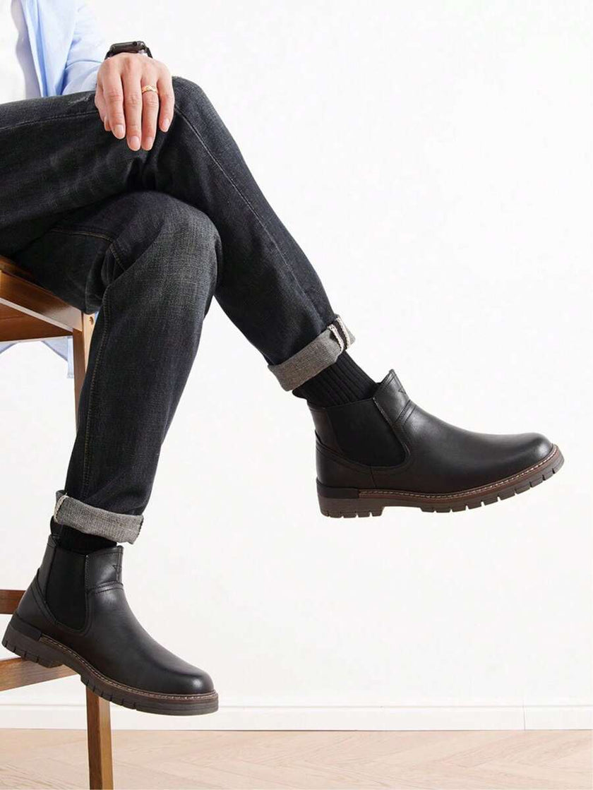Chunky Chelsea Boots Brown Leather - 5