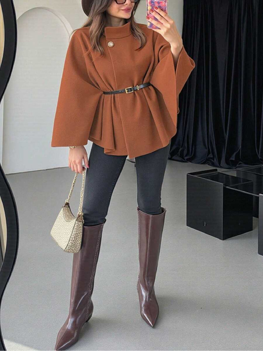 Elegant Woolen Coat Black - 34