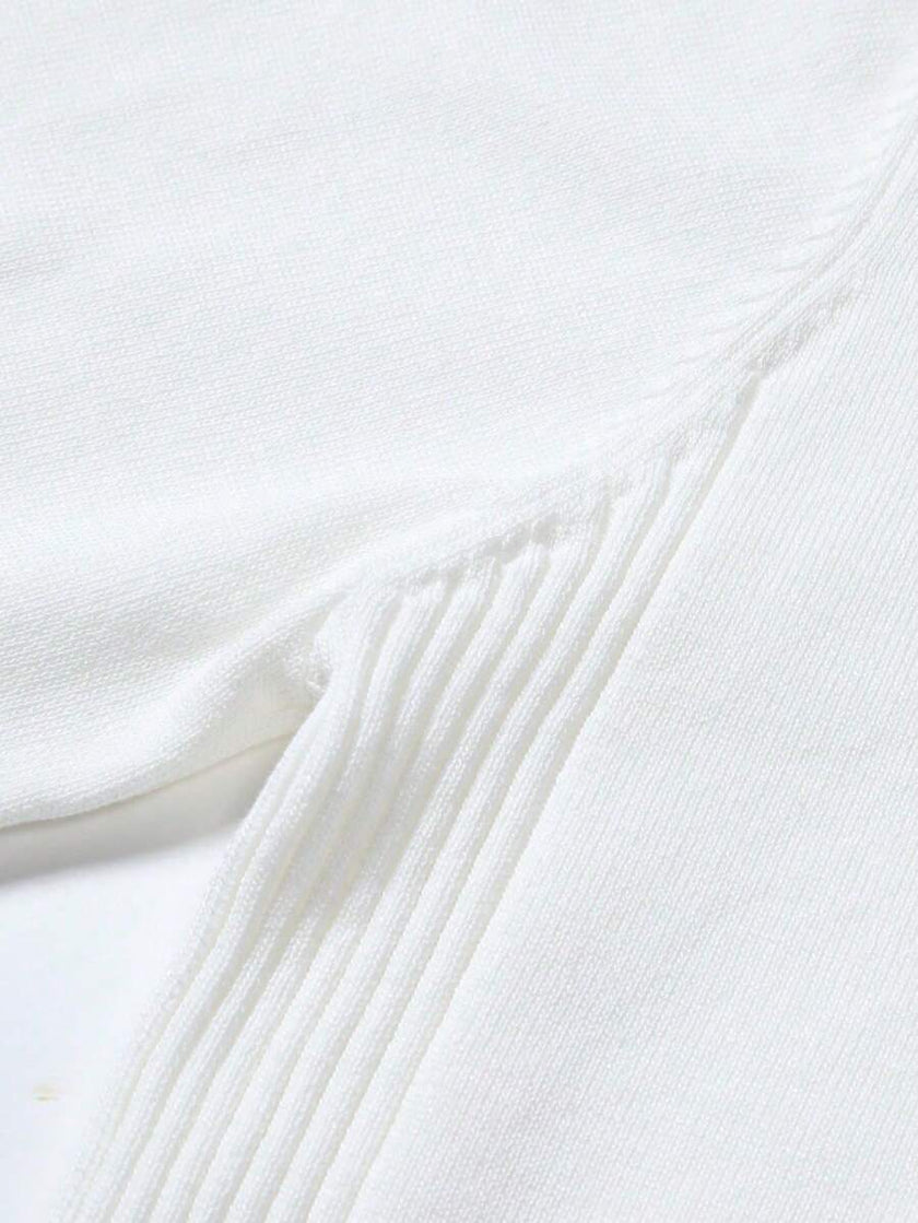 High Neck Knit Sweater White - 7