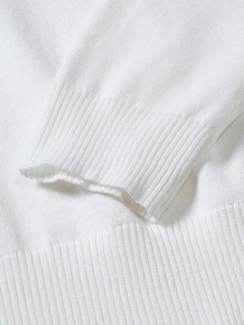 High Neck Knit Sweater White - 8