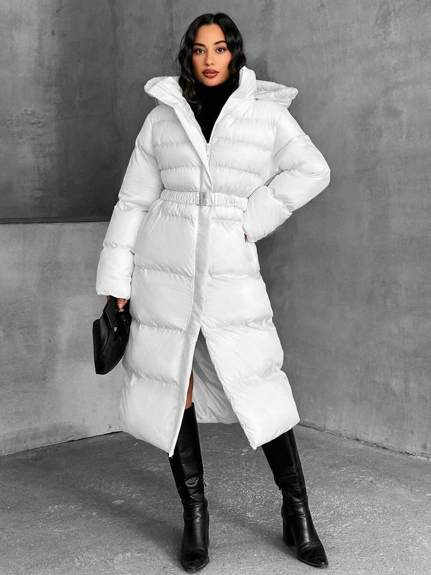Quilted Long Puffer Coat Black - 66